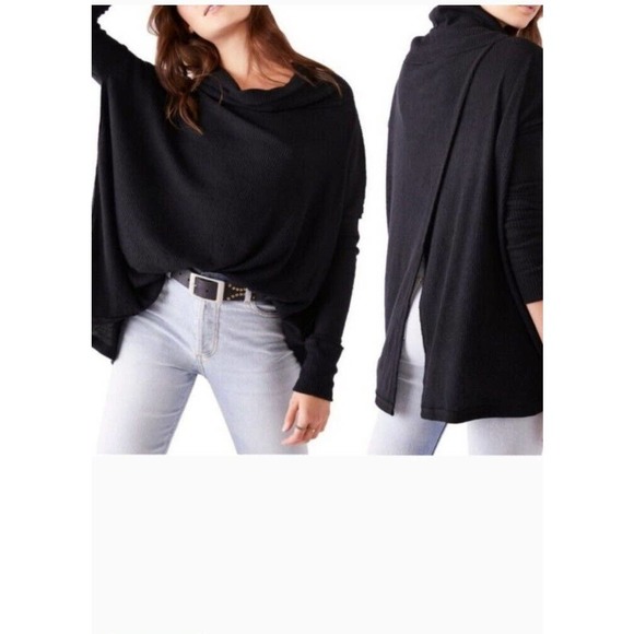 NWT Free People Juicy Long Sleeve Top Black Size M - Picture 6 of 6